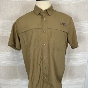 Eddie Bauer Men's XL‎ Vented Short Sleeve Shirt Brown Ripstop Outdoors HIking